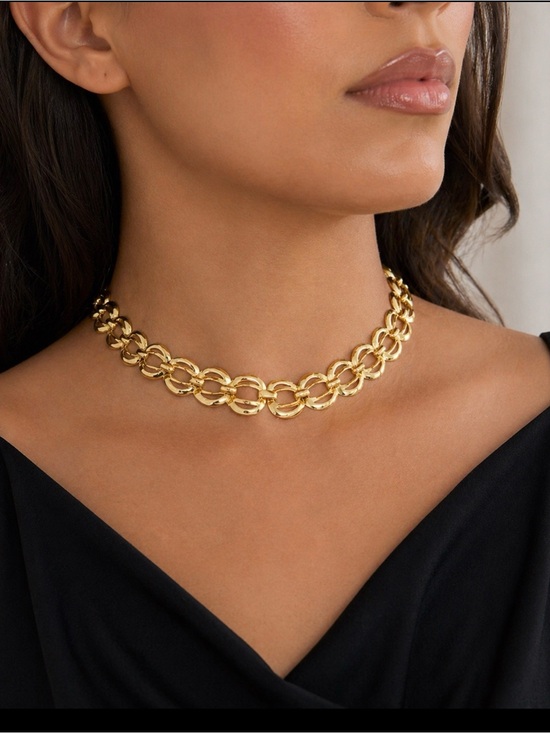 Napier Jewelry - Choker Napier Elegant Goldtone Chain 1980's, signed Necklace